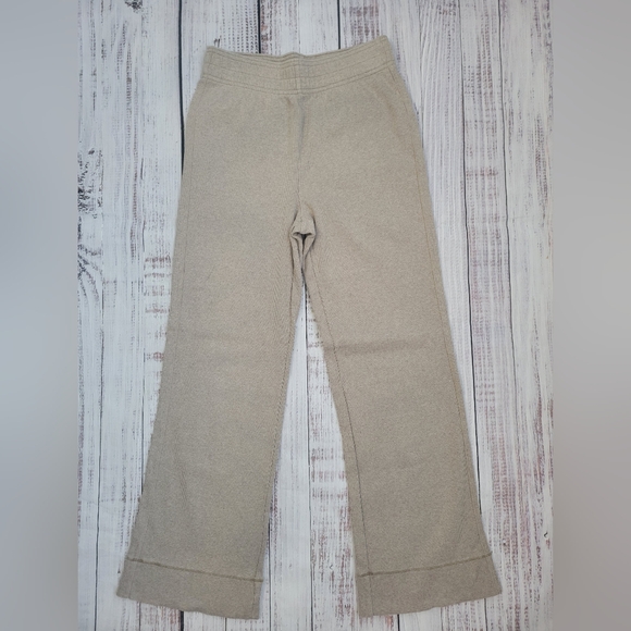 Everlane The Ribbed Flare Pant Heathered Oat Beige Medium Wide Leg - Picture 4 of 10